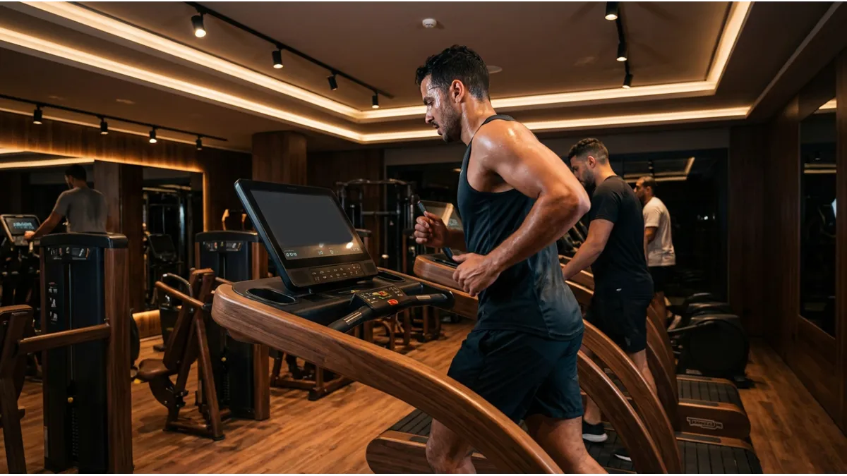 cardio training à Agadir sur tapis de course dans une salle moderne