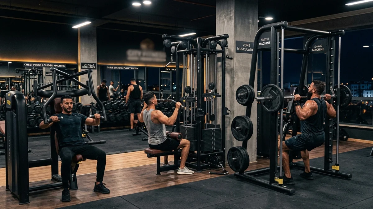 Machines de musculation à Agadir avec Smith machine et poulies