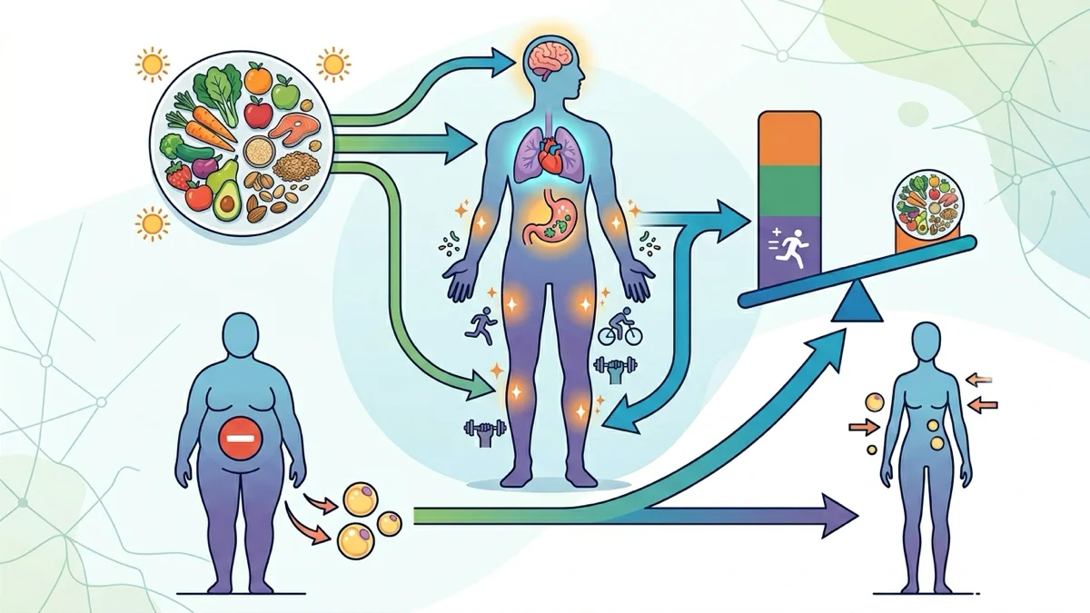 Diagramme illustrant le déficit calorique pour la perte de poids.