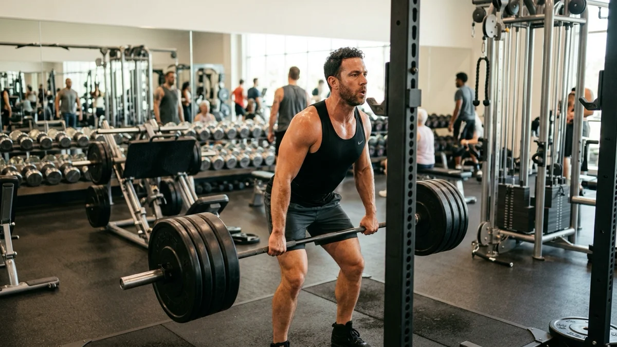 Homme effectuant un squat pour optimiser la prise de force.
