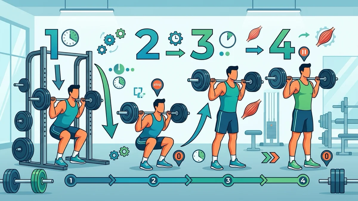 Schéma illustrant les phases du tempo d’exécution en musculation.
