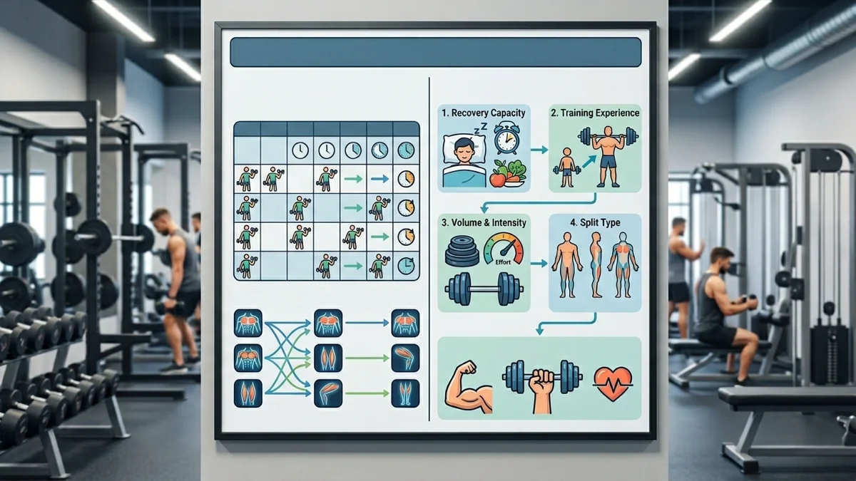 Fréquence d’entraînement en musculation détaillée avec un tableau explicatif.